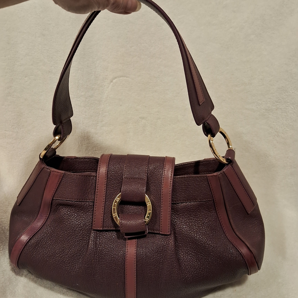 Bvlgari Purple and Berry Leather Shoulder Bag with Gold Details